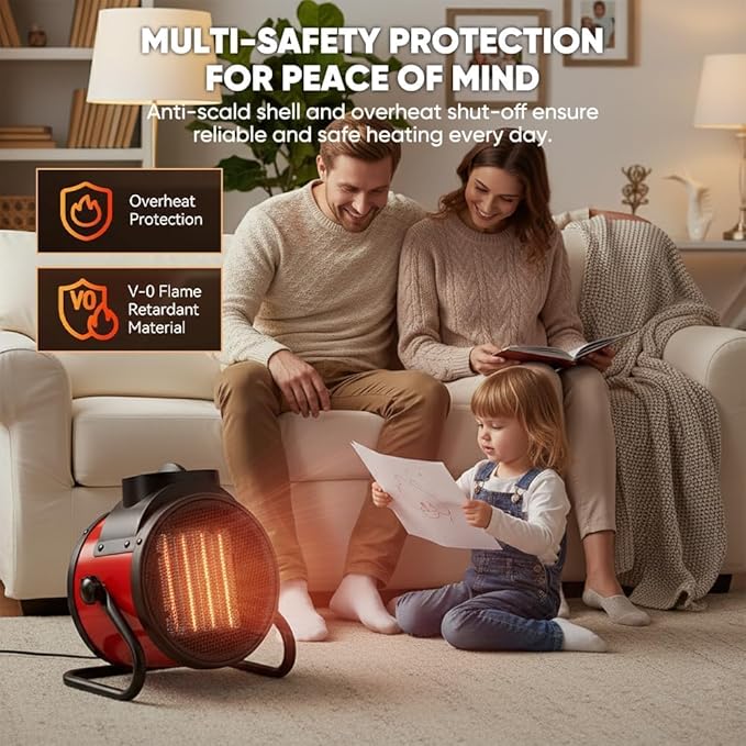 Saker 3000W Powerful Portable Heating Cannon for Outdoor&Indoor Use, PTC Electric Small Space Heater with 90° Adjustable Angle, Fast Heater for Greenhouse, Garage, Bedroom, Home Office (5 PC)