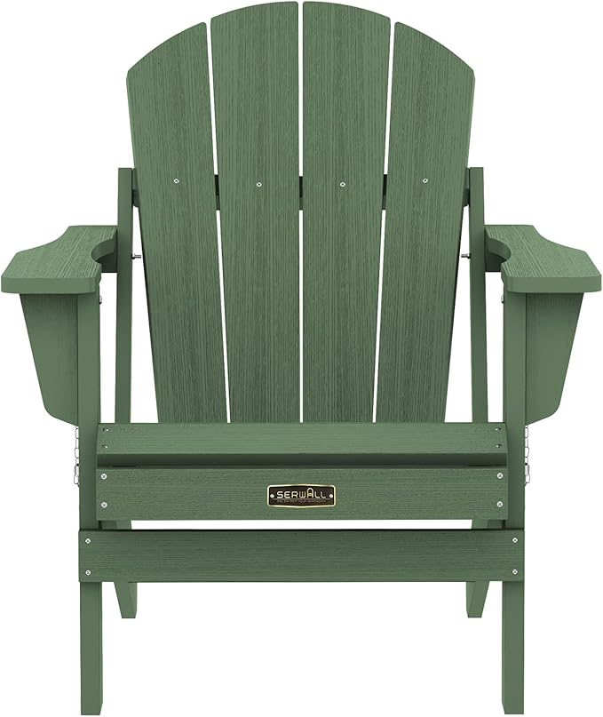 SERWALL Foldable Adirondack Chair Set of 2 for Patio Garden Outdoors Fire Pit Chairs-Avocadogreen