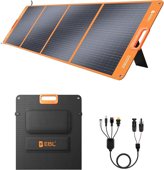 EBL 200W Portable Solar Panel for Power Station, Waterproof IP65 Foldable Solar Panel with MC-4 Anderson Output Connector for RV, Camping, Blackout
