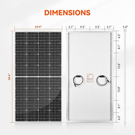 RICH SOLAR 250W 24V 16BB Cell Monocrystalline Solar Panel N-Type Cells High Efficiency Solar Module for RV Trailer Camper Marine Off-Grid