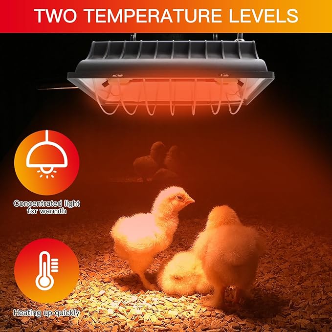 Chicken Coop Heater Lamp 250W Winter Hanging Heat Lamp for Chickens Incubators Temperature Adjustable Chicken Brooder Heating Lamp Chicken Heaters for Dog Kennel Poultry House