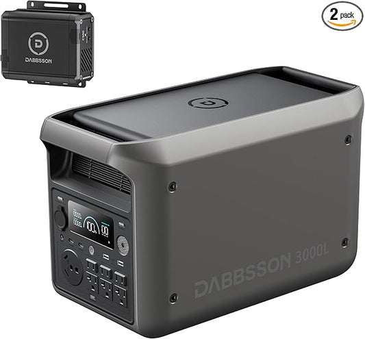 DABBSSON 3000L Solar Generator with Charger S, 3072Wh Semi-Solid LiFePO4, 560W Alternator Charger, 3000W AC Output×6,TT-30 for RV,P-Boost 3600W, Compact, 1.3X Runtime,0-80% 1.5H,for Camping/Home