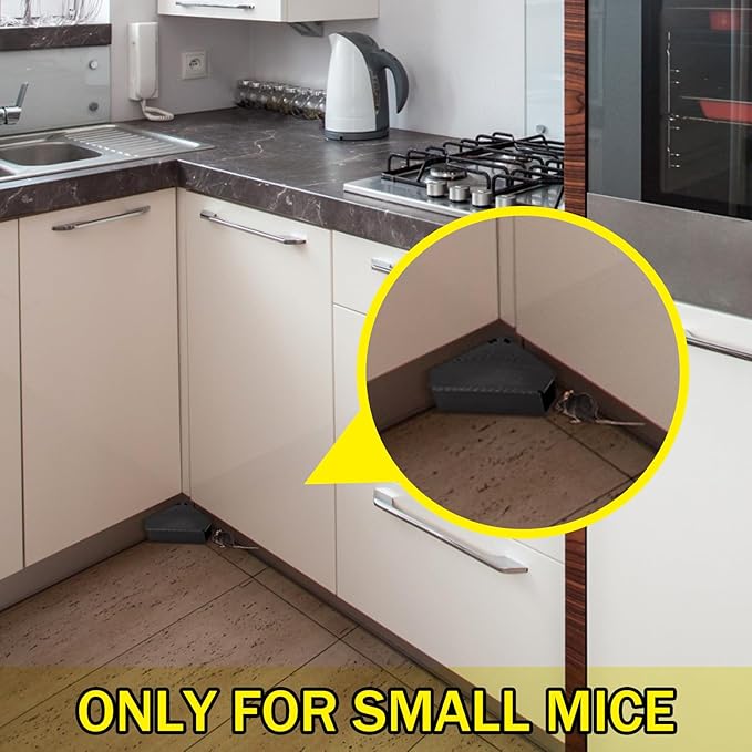 Qualirey 12 Pcs Mice Station with Key Triangle Bait Station Reusable Rodent Trap Bait Box, Keeps Children and Pets Safe Indoor & Outdoor, Bait Not Included, Suitable for Small Mice (Black)