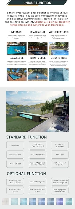 Custom Outdoor Family Swimming Pool 20ft 40ft Movable Container Pool Portable Above Ground Swimming Pools Ideal for Families & Vacation Homes