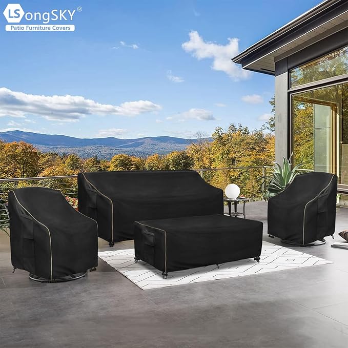 Outdoor Swivel Lounge Chair Cover 2 Pack,35 W x 37 D x 38.5 H inches,100% Waterproof Heavy Duty Outdoor Chair Covers,Patio Furniture Cover for Swivel Patio Lounge Chair,Black