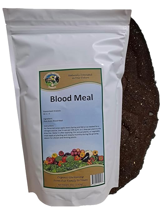 Blood Meal Fertilizer 4 pounds - Premium Nitrogen Source for Enhanced Plant Growth and Soil Enrichment - Suitable for Vegetables, Flowers, and Shrubs - Lancaster Agriculture Products