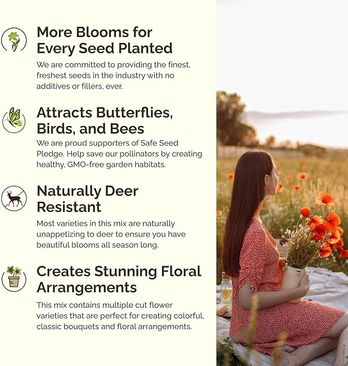 Eden Brothers Oregon Wildflower Mixed Seeds for Planting, 1 lb, 480,000+ Seeds with Bluebell, Cornflower | Attracts Pollinators, Plant in Spring or Fall, Zones