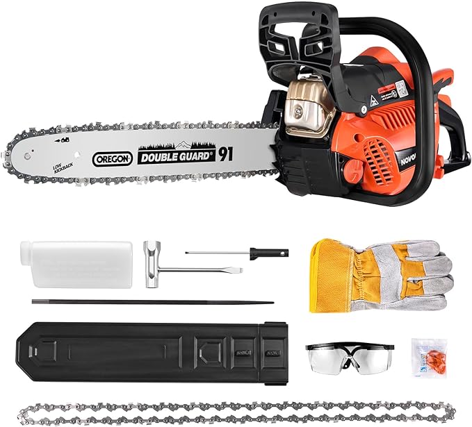 Gas Chainsaw Powered 42CC 18&16 Inch Chainsaw For Tree Trimming Wood Cutting 2.3 HP Handheld Chain Saw Gas With Automatic Oiler Christmas Birthday Gift For Husband Man Dad