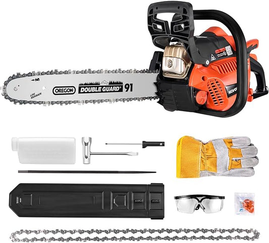 Gas Chainsaw Powered 42CC 18&16 Inch Chainsaw For Tree Trimming Wood Cutting 2.3 HP Handheld Chain Saw Gas With Automatic Oiler Christmas Birthday Gift For Husband Man Dad