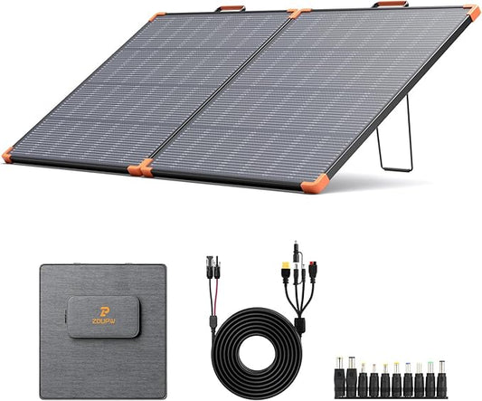 N-Type 16BB 180W Portable Solar Panel,Camping Gifts,17V Foldable Solar Charger for Power Station 25% High Efficiency IP68 Waterproof 2 Reinforced Kickstands for Camping RV