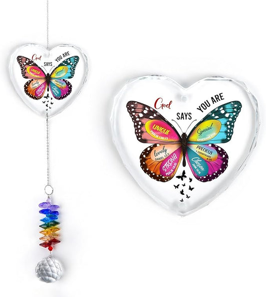 GIFTELIX Christmas Ornaments Appreciation Gift - Encouragement Butterfly Suncatcher - Inspirational Gifts for Friends Mom Sister, Girl Female Coworker Christian