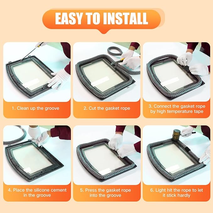Protalwell Wood Stove Gasket, 3/4" Wood Stove Door Gasket Kit, Gasket Rope Replacement for Stove or Fireplace Doors, Grey Color Fiberglass Gasket