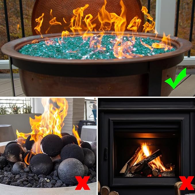 Fire Glass for Propane Fire Pit, 1/4 Inch High Reflective Fireplace Glass Rocks for Fire Pit Table, 20 lbs Fire Pit Glass Rocks for Outdoor Fire Table and Landscaping, Light Green