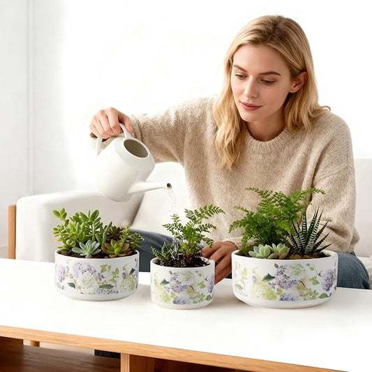 Ceramic Planters Set of 3 – 5.9/4.9/ 3.9 in White Cylinder Indoor Plant Pots , Plant Pots Indoor for Olive Tree，Matte Glazed Stoneware Flower Pots for Succulent Herb Cactus (3, Ceramic White)