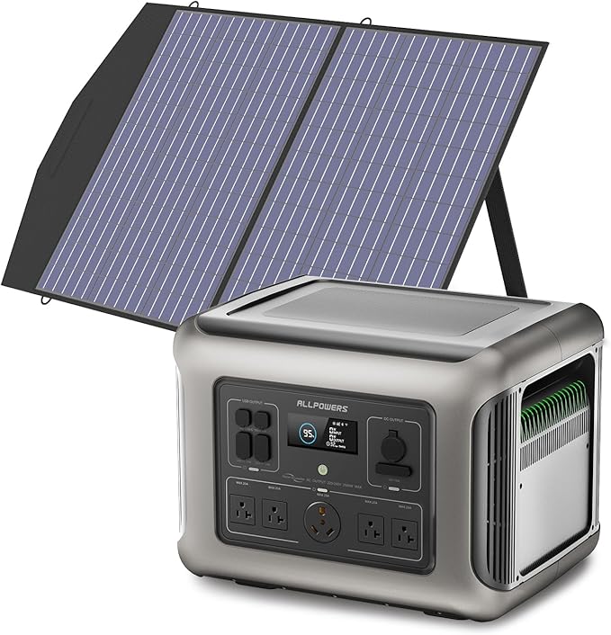 ALLPOWERS R2500 Portable Power Station with SP027 Solar Panel, 2500W 2016Wh LiFePO4 Solar Generator with 100W Panel Included, Solar Power with UPS Function, Fast Charging, 30A RV Port