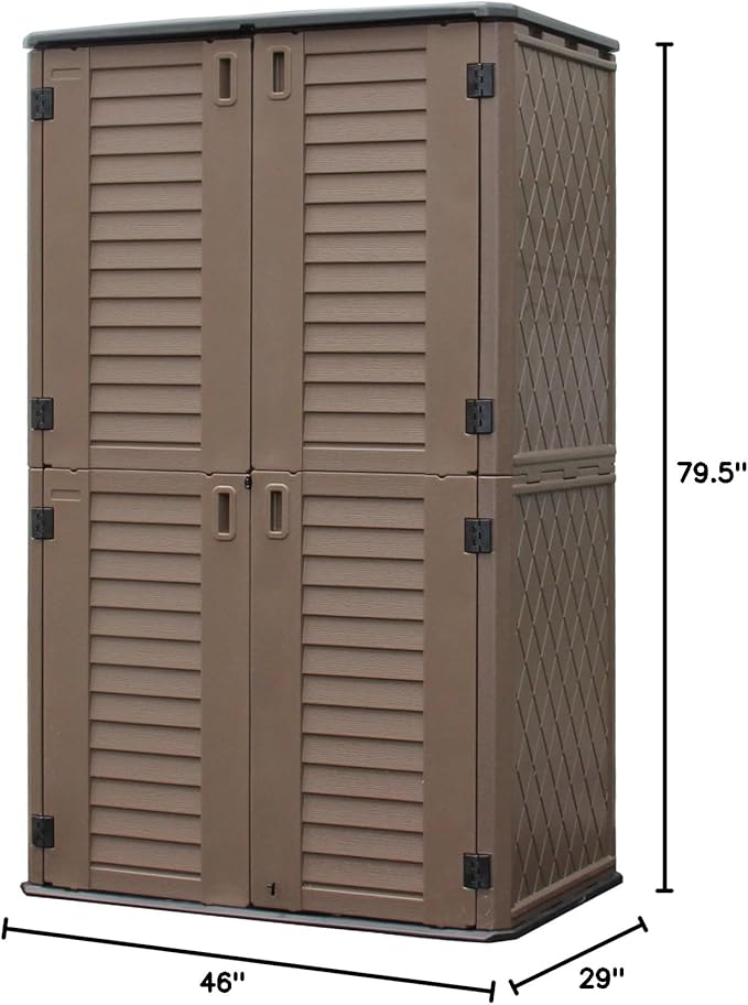 ADDOK Resin Storage Shed Lockable,Outdoor Storage Cabinet Weather Resistance, Outdoor Sheds for Backyards, Patio, Garden 52 Cu.ft