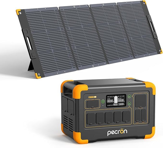 pecron 1800W Solar Generator with 300W Solar Panel, 1024Wh Portable Power Station LiFePO4 Battery Backup, 100W USB-C Output Solar Generator, Fast Charging for Home Use, Camping, RV, Emergencies