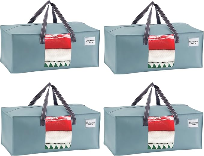 VENO 4 Pack Moving Bags for College, Heavy-Duty Storage Totes, Moving Boxes and Wardrobe Packing Supplies Alternative - Extra Large Durable Laundry Bags for Clothes (Light Blue Matte, 4 Pack)
