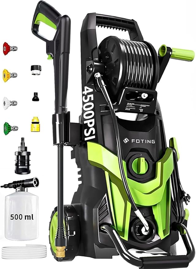 2026NEW Pressure Power Washer with 4 Quick Connect Nozzles, Inlet Hose & Filter, Foam Cannon for Cars/Fences/Driveways/Patios/Home Cleaning,28" X 13" X 13"
