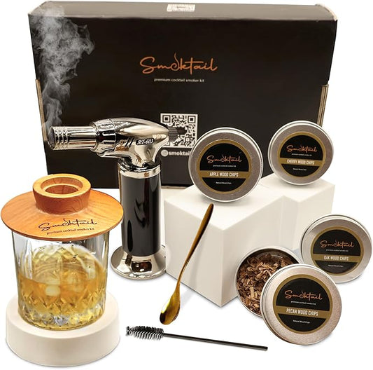 Cocktail Premium Smoker Kit by Smoktail - Premium Bourbon Smoker Kit for Crafting Exquisite Smoky Cocktails for Men and Women - Experience Blend of Bourbon and Smoke (Without Butane)