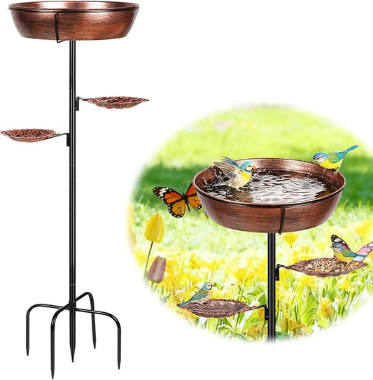 Olpchee Metal Bird Bath for Outdoor - Garden Bird Bath with Removable Bowl Heavy-Duty Base, Winter Birdbath Feeder Rust-Proof Birdbaths for Garden Yard Lawn Decor, Easy to Install(Bronze)