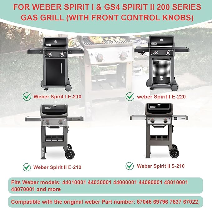 WEBROIL 7637 Grill Grates & 7635 Flavorizer Bars for Weber GS4 Spirit I/II 200 Series,for Spirit S210 E210 S215 E220 E215 S220 Grill with Front-Mounted Control, Replacement Parts for Weber 67045 67022