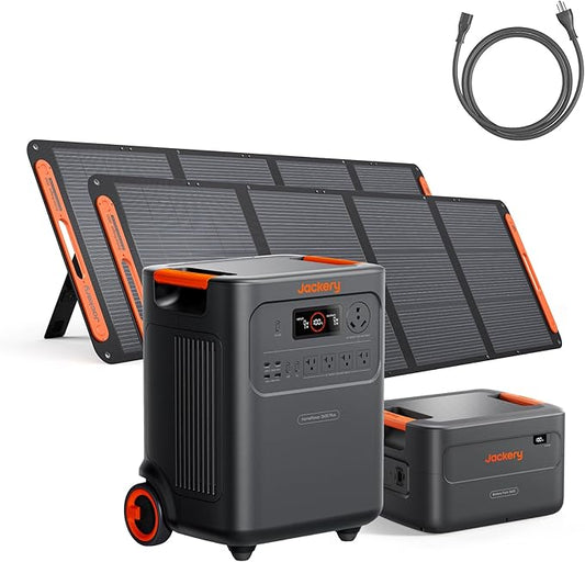 Jackery HomePower 3600 Plus Portable Power Station with AC Cable, Extra Battery and 2x 200W, 3600W AC Output, 7168Wh LFP Solar Generator, Expandable up to 43kWh, Essential Home Backup for Home Use
