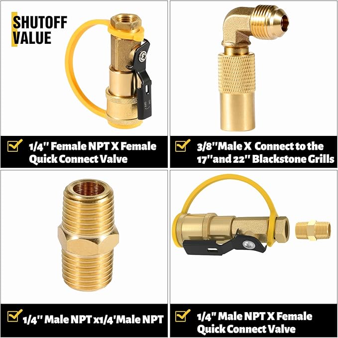 12FT Propane Quick Connect Hose for RV to Gas Grill, RV Quick Connect Propane Hose to RV 1/4" Female Quick Disconnect, Quick Disconnect Propane Hose with Elbow Adapter for Blackstone 17"/22" Griddle