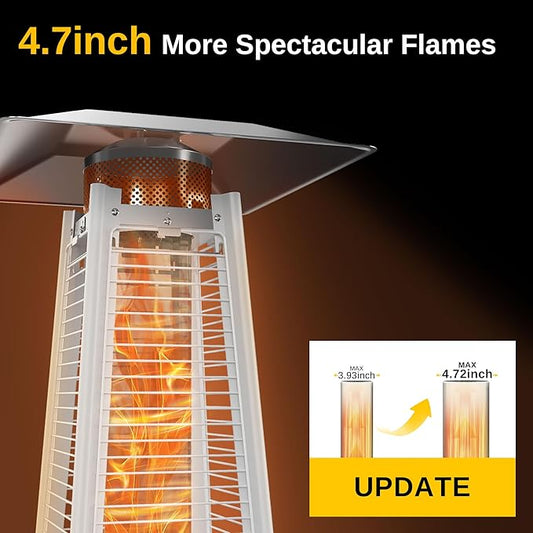 EAST OAK Pyramid Patio Heater, 48,000 BTU Outdoor Heater, Quartz Glass Tube Propane Heater for Commercial & Residential, Triple Protection System With Wheels, 2024 Bronze