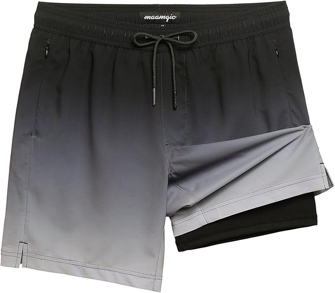 maamgic 2 in 1 Mens Swim Trunks 7 Inch Swim Shorts Swim Suits Board Shorts