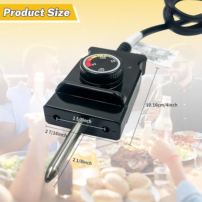 Power Cord For Masterbuilt Electric Smoker Replacement Parts,Electric Skillet Cord Replacement Analog Control Plug Dial Knob Temp Thermostat Controller Masterbuilt Smoker Grill Accessories