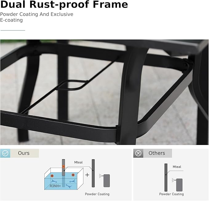 MFSTUDIO Patio Dining Sets for 4, Outdoor Square Wood-Like Table with Wicker Chairs Set, 5 Pieces Rattan Outdoor Dining Furniture Set, Patio Table and Chairs for 4, Backyard, Porch