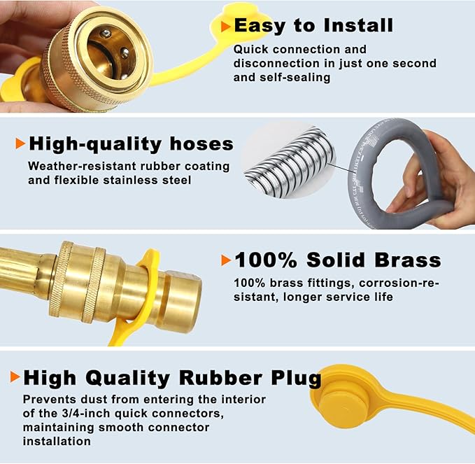 24 Feet 1/2-Inch ID Natural Gas Hose with Quick Connect Fitting for weber, charbroi, Grill, Pizza Oven, Patio Heater and More NG Appliance, Propane to Natural Gas Conversion Kit - CSA Certified
