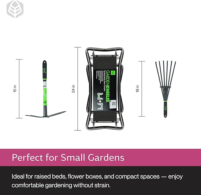 Yard Butler - Garden Kneeler/Seat with Terra Rake and Terra Tiller - Gardening Tools & Supplies Set Perfect for Gardeners - Ergonomic & Durable Designs