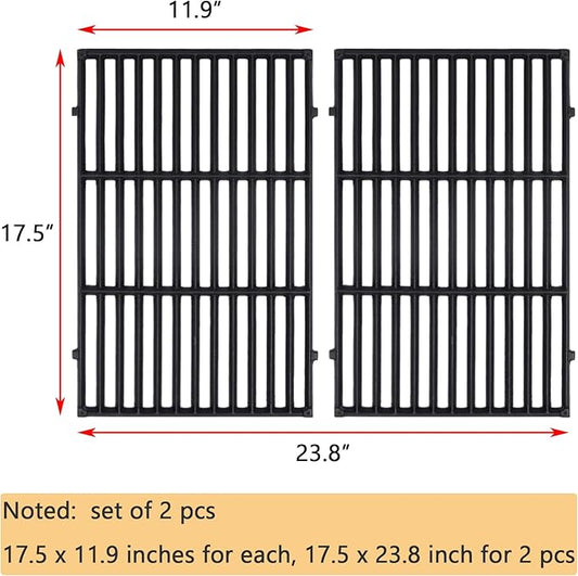 GasSaf 7638 Grill Grates for Weber Spirit 300 310 315 320 330, 17.5x12 Cast Iron Grates for Genesis 1000-3500, Genesis Gold Silver Platinum B/C, Spirit 700, Weber 900, Replace Grill Parts 7639 65906