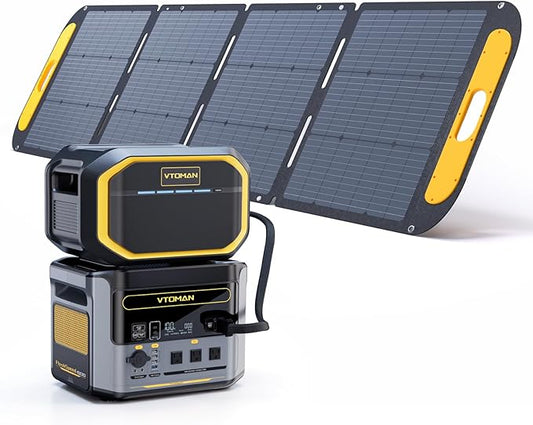 VTOMAN Flash Speed 1500 Pro Power with Extra Battery & 200W Solar Panel - 3096Wh Capacity & 1500W Output for Extended Home Backup, Long RV Trips, Severe Weather & Emergencies