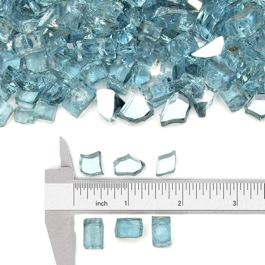 Stanbroil 10-Pound Fire Glass - 1/4 inch Reflective Tempered Fire Glass for Fireplace Fire Pit, Aqua Blue Reflective