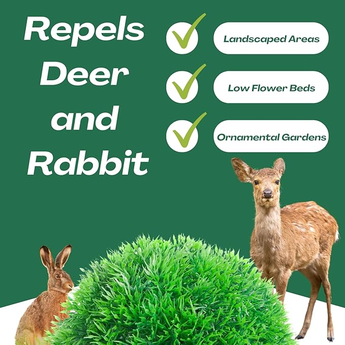 Deer & Rabbit Repellent Balls for Gardens, Plants & Trees - Outdoor Scent Deterrent with Plant Oils, Safe Around Pets, Long-Lasting 30-60 Days Protection