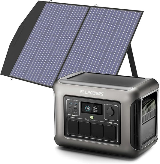 ALLPOWERS R1500 LITE Portable Power Station,1600W/1056Wh LiFePO4 Solar Generator, Solar Power with UPS Function, Fast Charging (R1500 LITE+SP027-100W)
