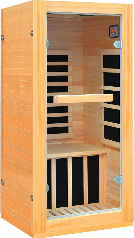 Lamar Far Infrared Sauna for Home, Low EMF Personal Sauna with Red Light Therapy, Canadian Hemlock, 10-Color Light Therapy, Bluetooth Speakers - Indoor Luxury Spa for House and Gym