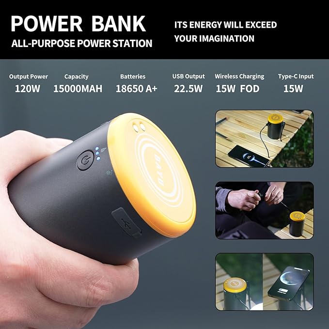 BAYU 4 in 1 Car Smart Kit, 19000PA Car Vacuum Cleaner, 200PSI Cordless Pressure Washer, 150PSI Tire Inflator Portable Air Compressor, 15000mAh Portable Charger for Car, Bike, Motor (E-Pro)