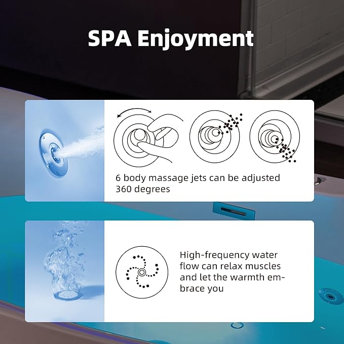 WOODBRIDGE 72" x 35-3/8" Whirlpool and Air Bath Heated Soaking Combination Tub with Adjustable Speed Air Blower and Display Control Panel,BJ-600