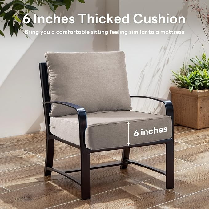 6" Thicker Outdoor Chair Cushion 5 Sets - 24" *24" *6" Waterproof Patio Furniture Cushions with Removable Cover, 28D High Density Sponge Filling Thicken Outdoor Patio Cushions - Grey