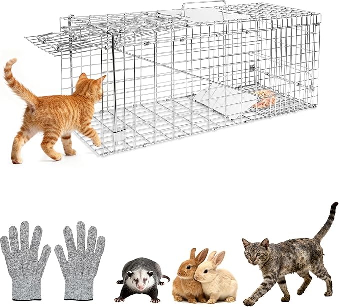 Humane Live Animal Trap Cage 26" × 9" × 10",Heavy-Duty Live Catch Cage for Raccoon, Squirrel, Stray Cats, Groundhogs, Armadillos, Opossums, Rabbits, Skunk, Mole, Small Wildlife Control