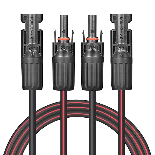 Solar Cable 5 Feet 2x10 AWG Twin Wire Solar Extension Cable, Copper Strand with Female and Male Connectors on Both Ends, Solar Panel Cable Wire & Adaptor for Home, Shop and RV Solar Panels