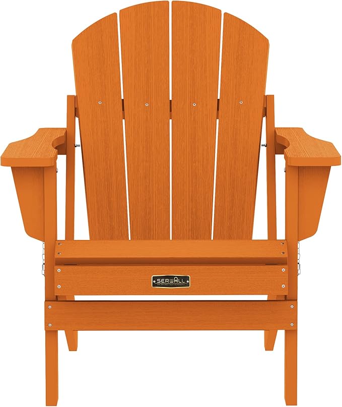 SERWALL Adirondack Chair Set of 8 for Patio Garden Outdoors Fire Pit- Apricot