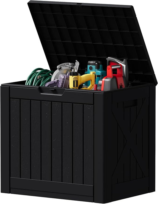 Devoko 40 Gallon Deck Box Outdoor Storage Box Waterproof for Patio, Large Outdoor Storage Bench Lockable for Outside (Black, 40 Gallon)