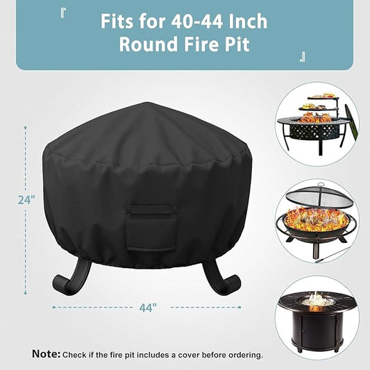 SHINESTAR Round Fire Pit Cover, Fits for 40-44’’ Wood Burning Firepit, Fire Pit Grill, or Fire Pit Ring DIY Process, Waterproof & Windproof, 44 Dia x 24 H