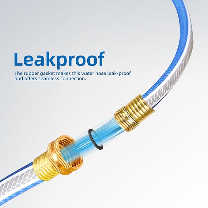 Short Leader Blue Garden Hose 3/4 in. x 10 ft.-Kink Free, Leakproof, Flexible -Heavy Duty Durable Lightweight Water Pipe for Commercial Use, Lawn Care & Equipment Connection - Male to Female Fittings