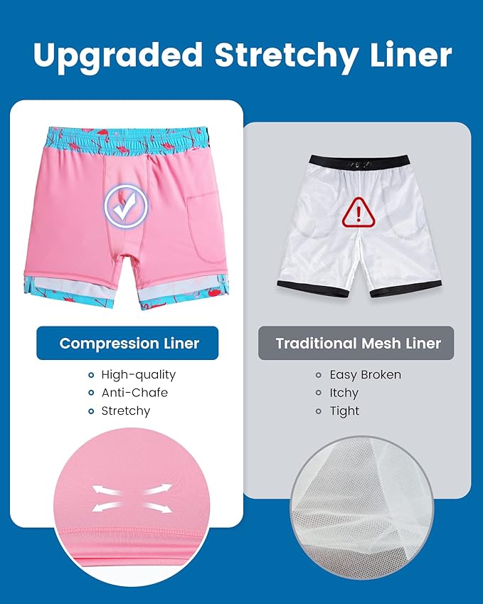 maamgic 2 in 1 Mens Swim Trunks 7 Inch Swim Shorts Swim Suits Board Shorts